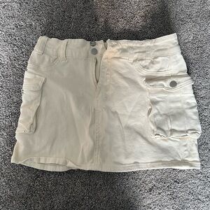 Cream Mini Skirt with Pockets
